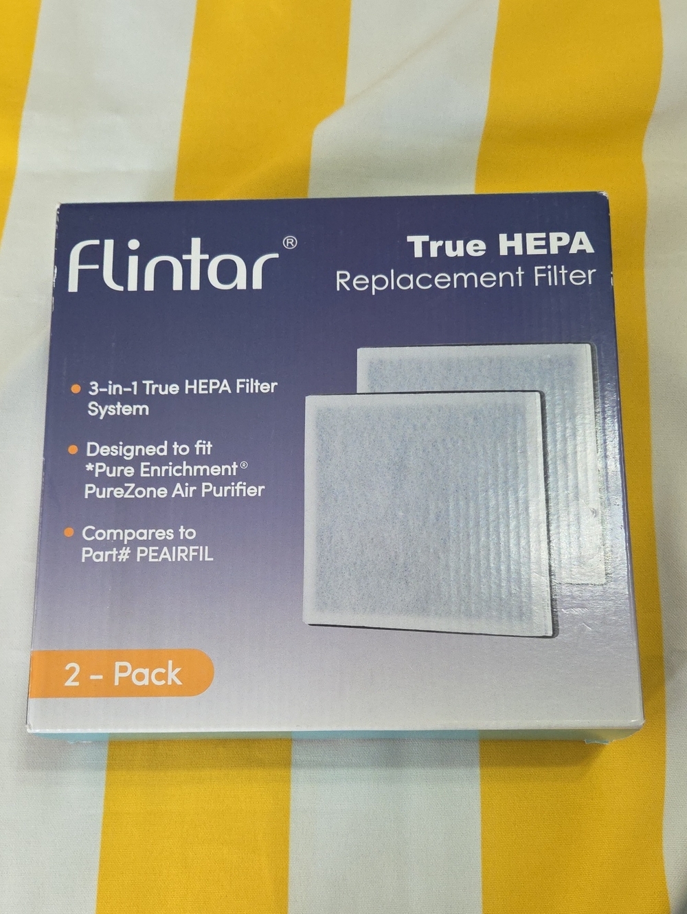 Flintar True HEPA Replacement Filter 2 Pk for Pure Enrichment PureZone PEAIRFIL